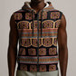 Bamenda Toghu Sleeveless Zip Hoodie Cameroon Traditional Pattern