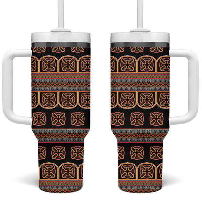 Bamenda Toghu Tumbler With Handle Cameroon Traditional Pattern
