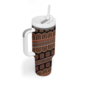 Bamenda Toghu Tumbler With Handle Cameroon Traditional Pattern