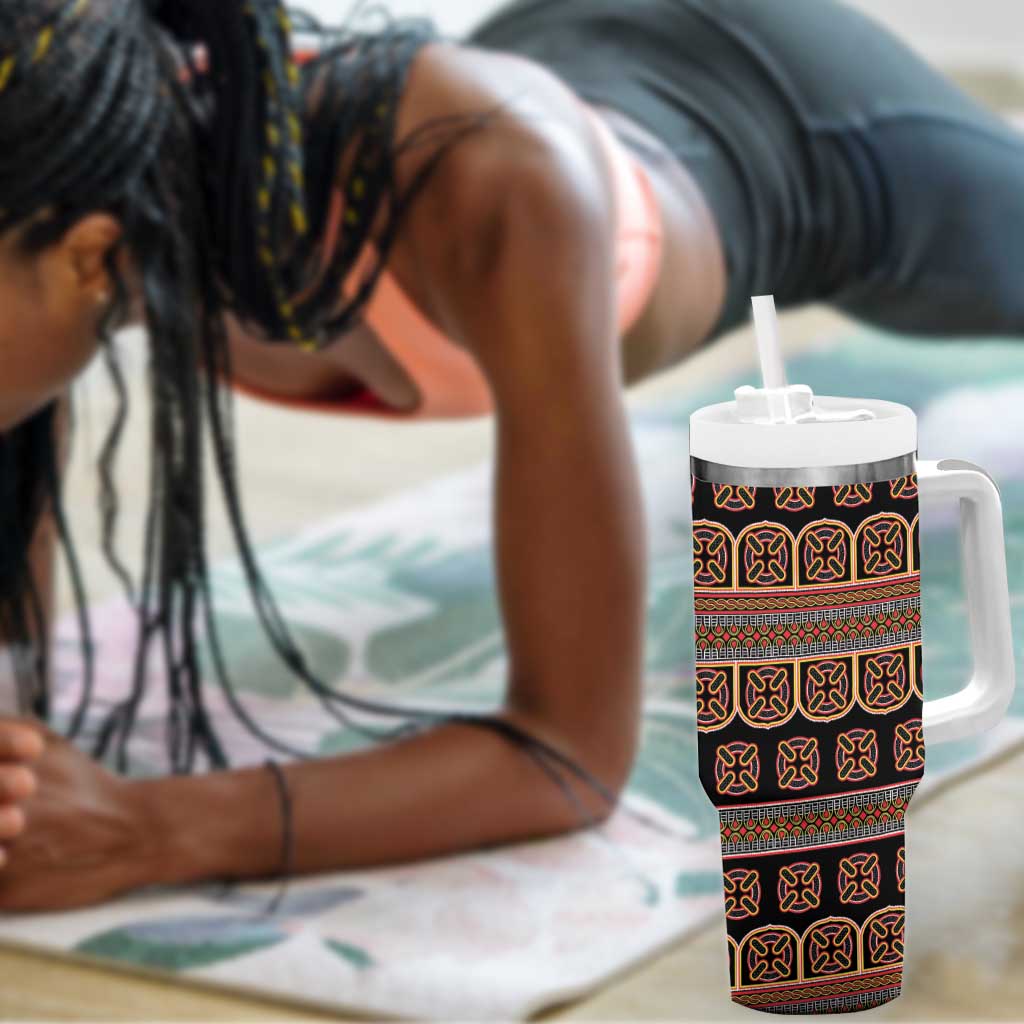 Bamenda Toghu Tumbler With Handle Cameroon Traditional Pattern