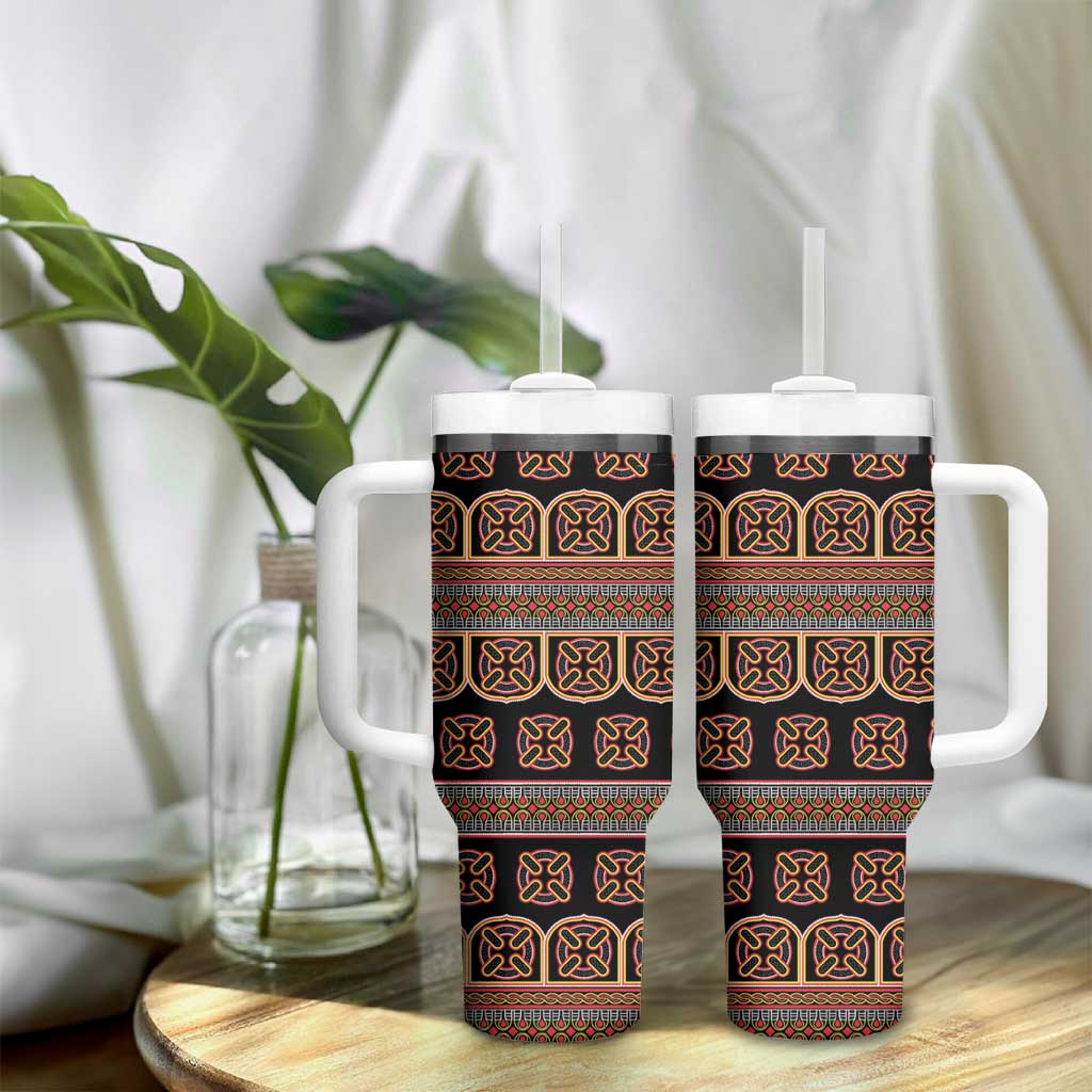 Bamenda Toghu Tumbler With Handle Cameroon Traditional Pattern