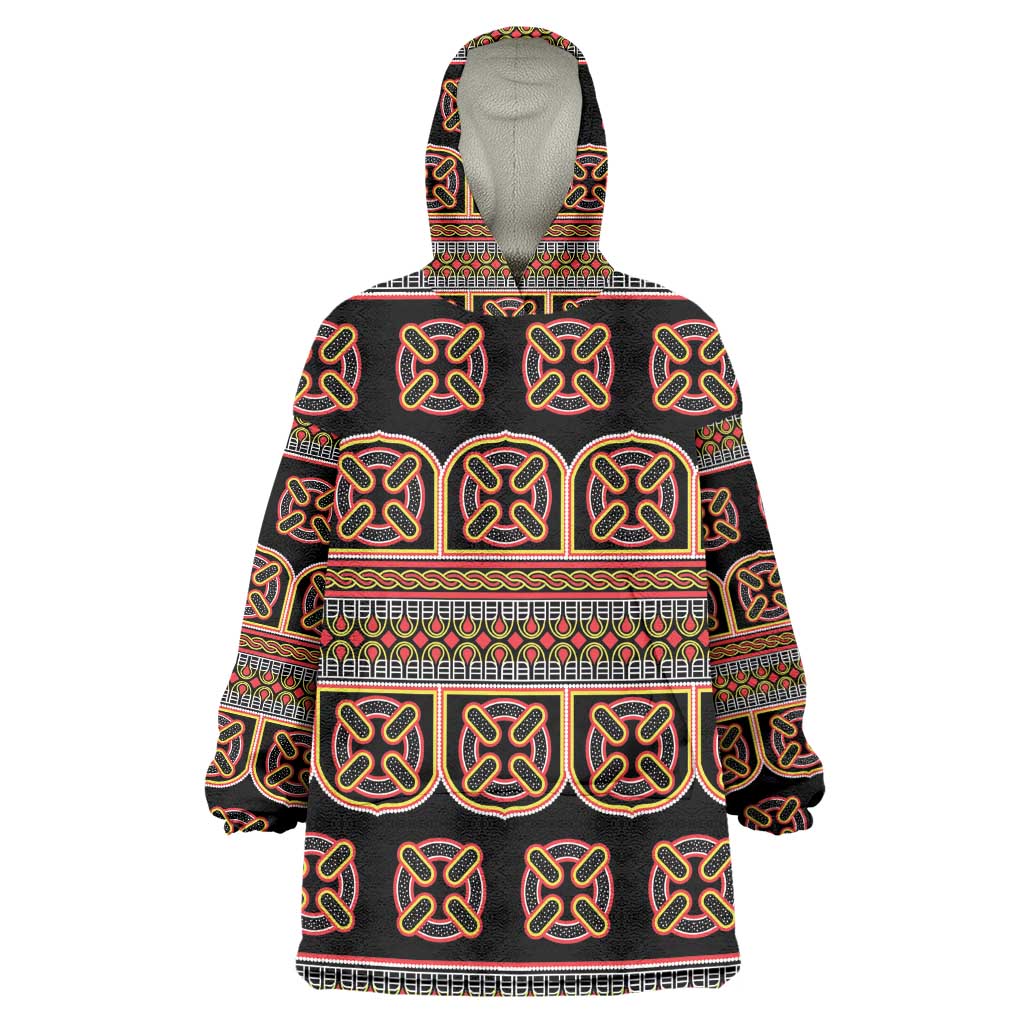 Bamenda Toghu Wearable Blanket Hoodie Cameroon Traditional Pattern