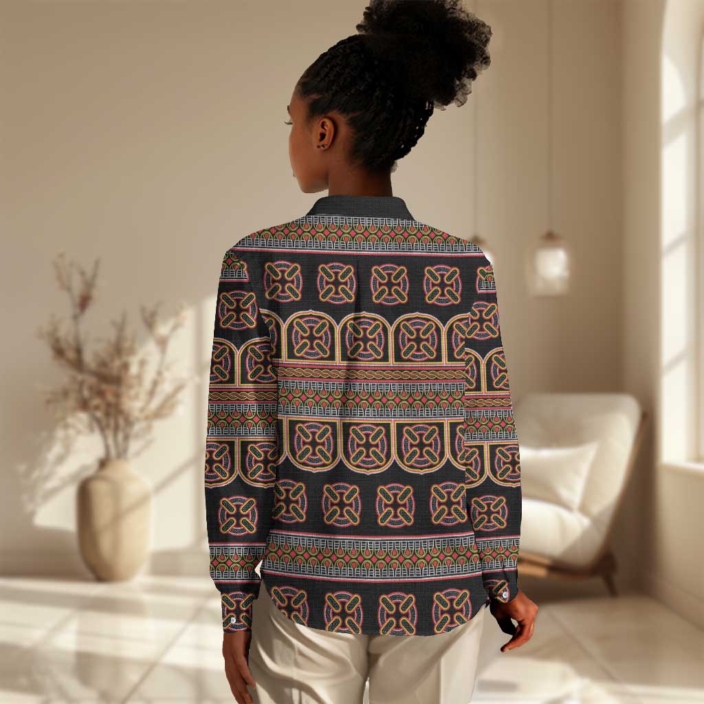 Bamenda Toghu Women Casual Shirt Cameroon Traditional Pattern