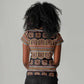 Bamenda Toghu Women V-Neck T-Shirt Cameroon Traditional Pattern