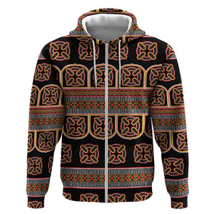Bamenda Toghu Zip Hoodie Cameroon Traditional Pattern