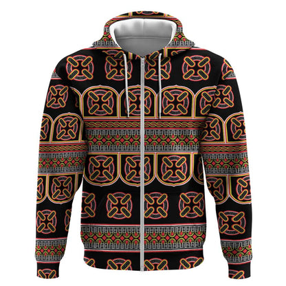 Bamenda Toghu Zip Hoodie Cameroon Traditional Pattern
