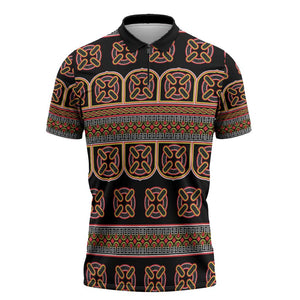 Bamenda Toghu Zipper Polo Shirt Cameroon Traditional Pattern