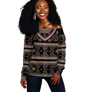 Cameroon Off Shoulder Sweater Toghu Pattern Heritage