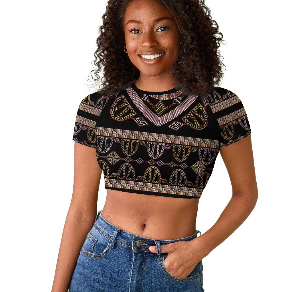 Cameroon Raglan Cropped T shirt Toghu Pattern Heritage