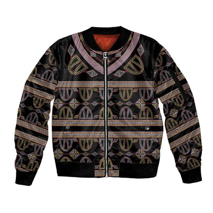 Cameroon Sleeve Zip Bomber Jacket Toghu Pattern Heritage