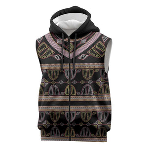 Cameroon Sleeveless Zip Hoodie Toghu Pattern Heritage