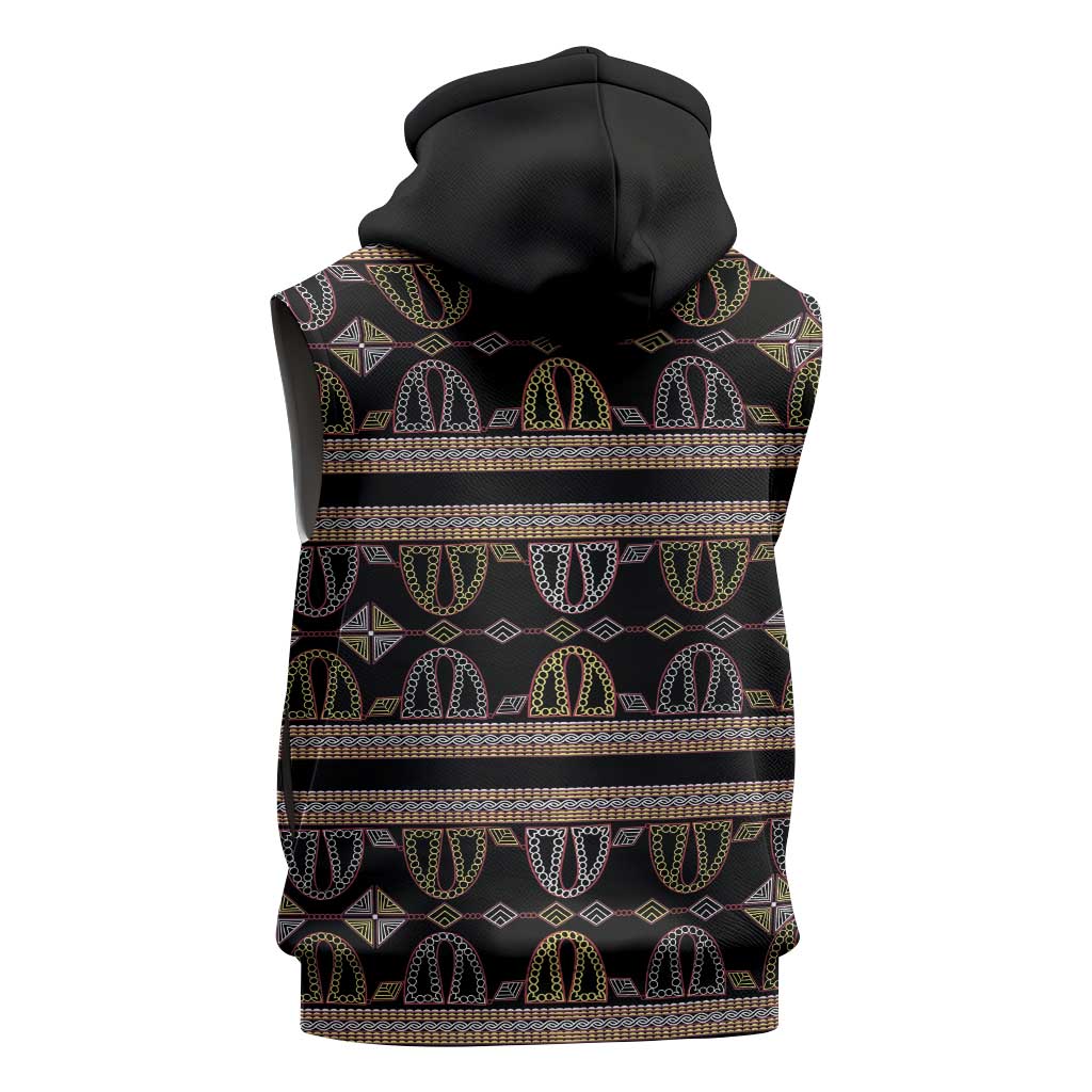 Cameroon Sleeveless Zip Hoodie Toghu Pattern Heritage