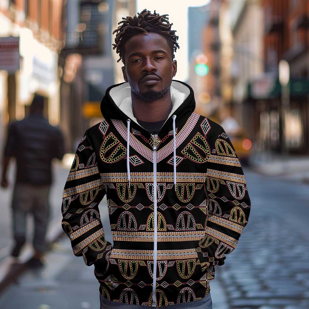 Cameroon Zip Hoodie Toghu Pattern Heritage