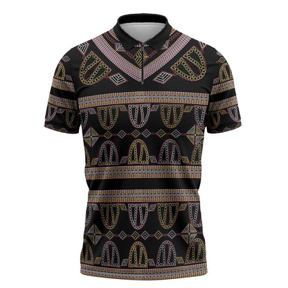 Cameroon Zipper Polo Shirt Toghu Pattern Heritage
