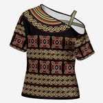 Cameroon Traditional Pattern Cross Shoulder Shirt Bamenda Royal Toghu