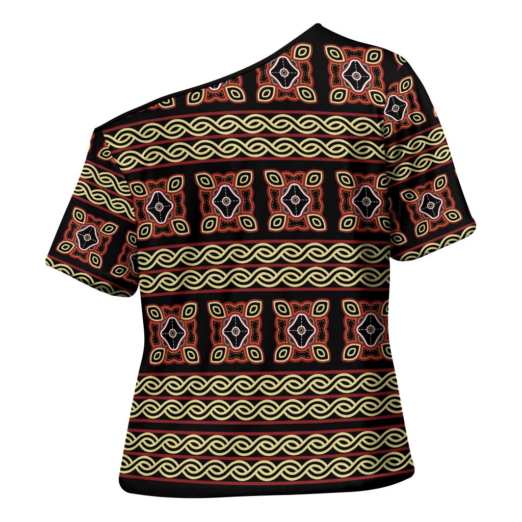 Cameroon Traditional Pattern Cross Shoulder Shirt Bamenda Royal Toghu