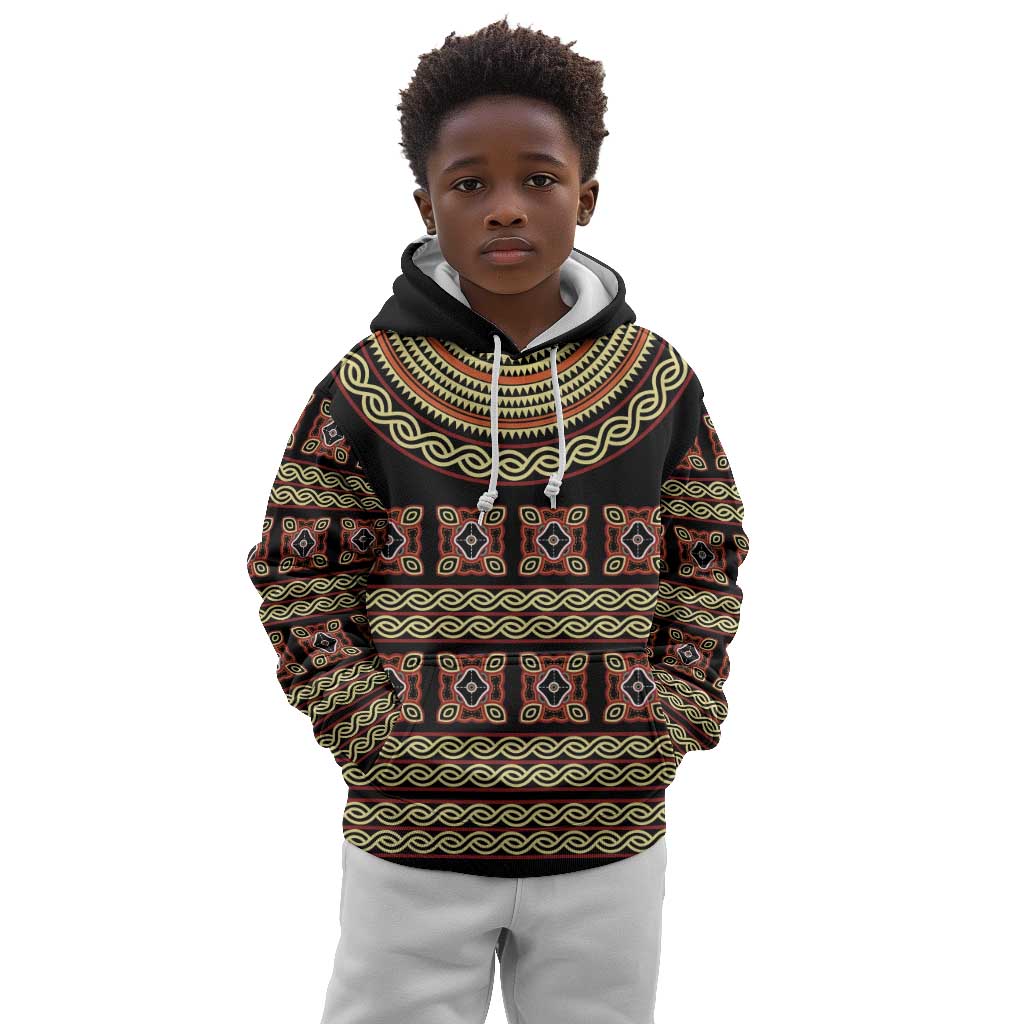 Cameroon Traditional Pattern Kid Hoodie Bamenda Royal Toghu