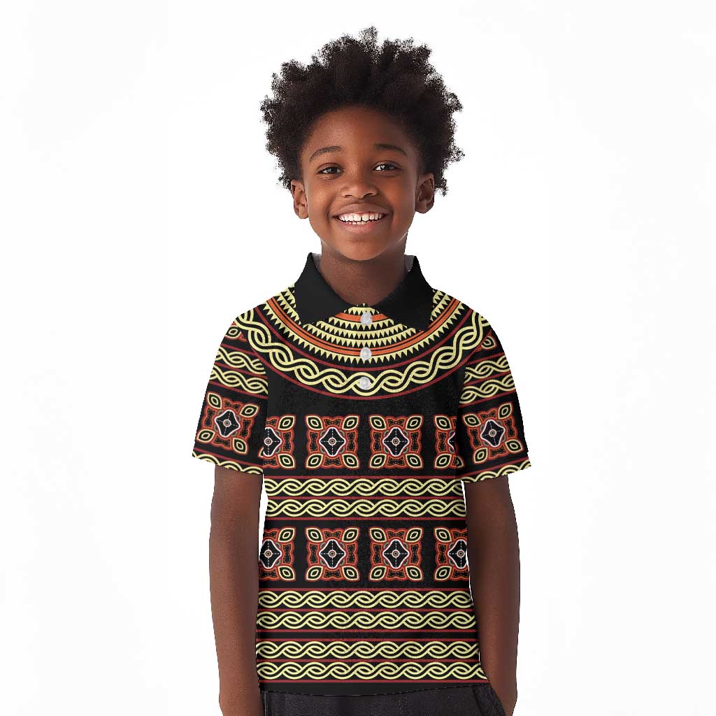 Cameroon Traditional Pattern Kid Polo Shirt Bamenda Royal Toghu