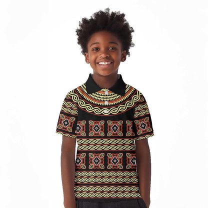 Cameroon Traditional Pattern Kid Polo Shirt Bamenda Royal Toghu