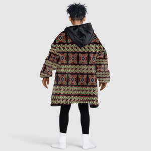 Cameroon Traditional Pattern Kid Wearable Blanket Hoodie Bamenda Royal Toghu