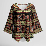 Cameroon Traditional Pattern Kimono Sleeve Blouse Bamenda Royal Toghu