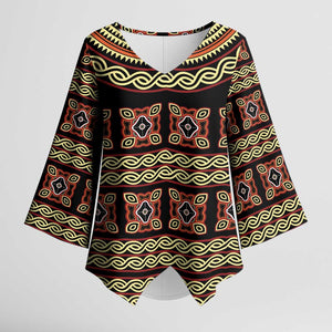 Cameroon Traditional Pattern Kimono Sleeve Blouse Bamenda Royal Toghu