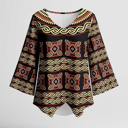 Cameroon Traditional Pattern Kimono Sleeve Blouse Bamenda Royal Toghu