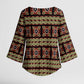Cameroon Traditional Pattern Kimono Sleeve Blouse Bamenda Royal Toghu