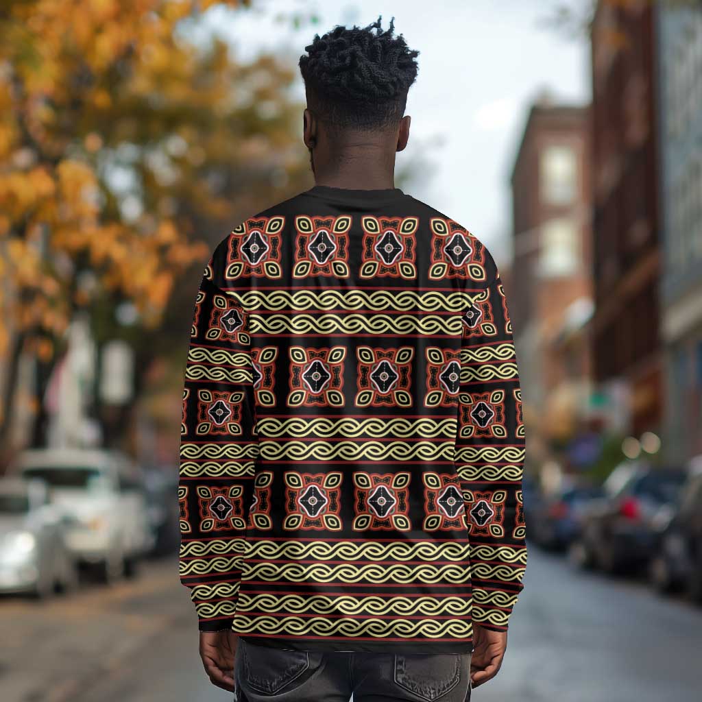 Cameroon Traditional Pattern Long Sleeve Shirt Bamenda Royal Toghu