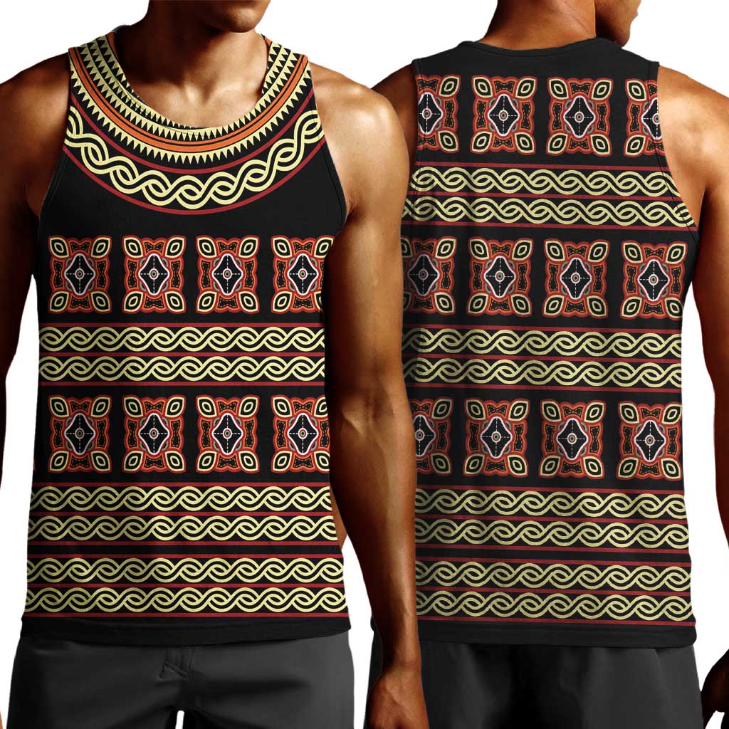 Cameroon Traditional Pattern Men Tank Top Bamenda Royal Toghu