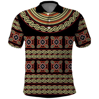 Cameroon Traditional Pattern Polo Shirt Bamenda Royal Toghu