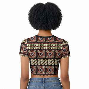 Cameroon Traditional Pattern Raglan Cropped T shirt Bamenda Royal Toghu
