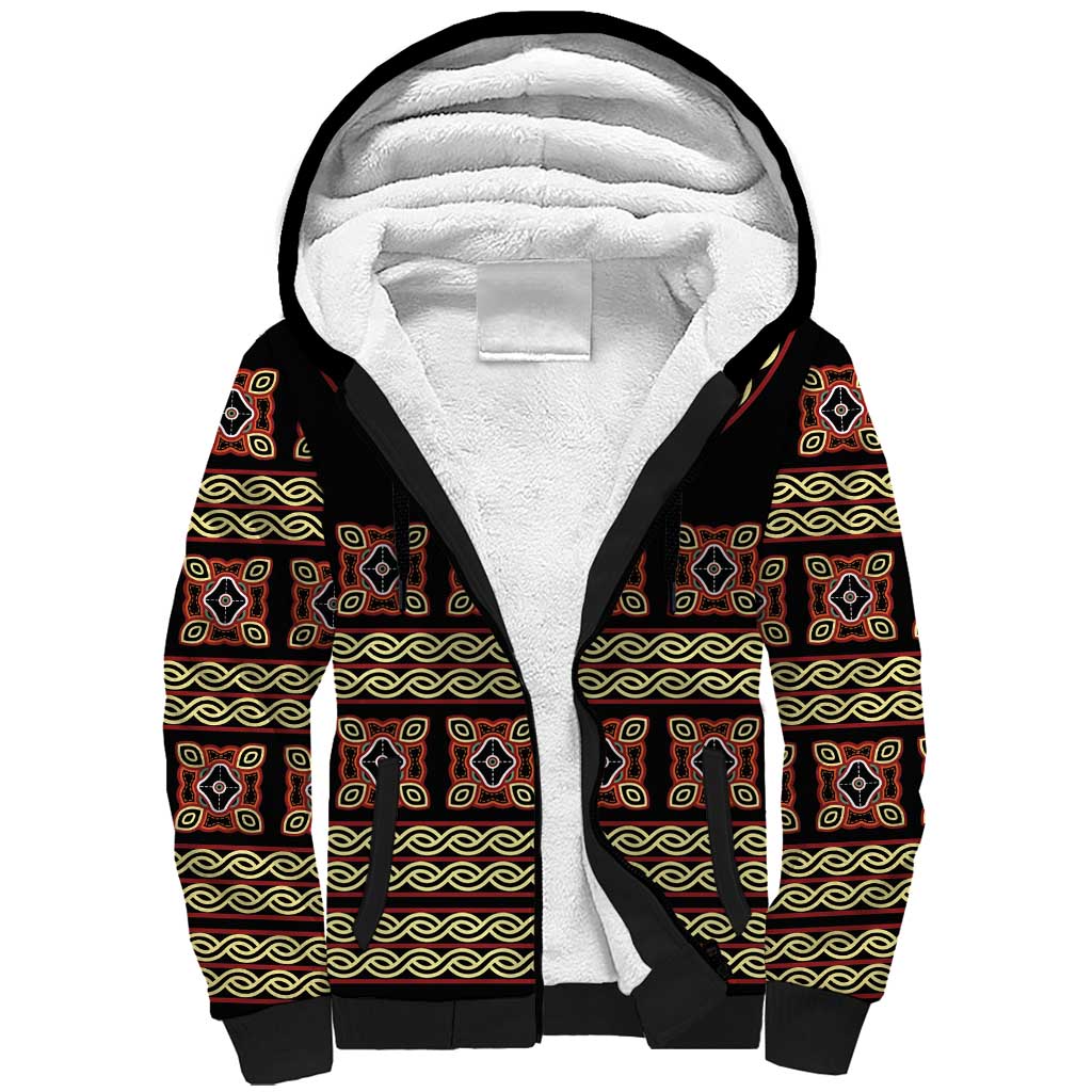 Cameroon Traditional Pattern Sherpa Hoodie Bamenda Royal Toghu