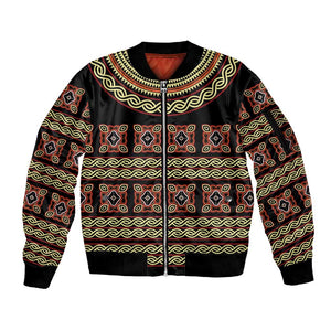 Cameroon Traditional Pattern Sleeve Zip Bomber Jacket Bamenda Royal Toghu