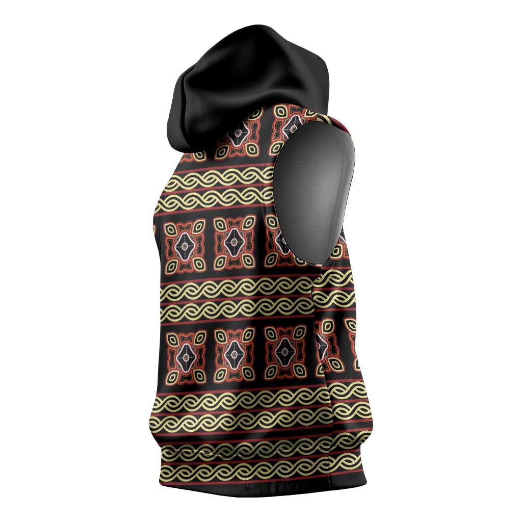 Cameroon Traditional Pattern Sleeveless Hoodie Bamenda Royal Toghu
