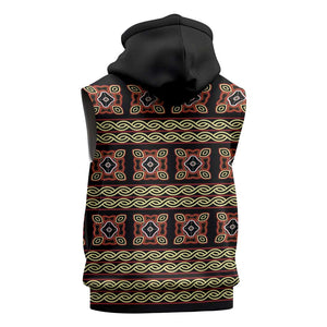 Cameroon Traditional Pattern Sleeveless Zip Hoodie Bamenda Royal Toghu