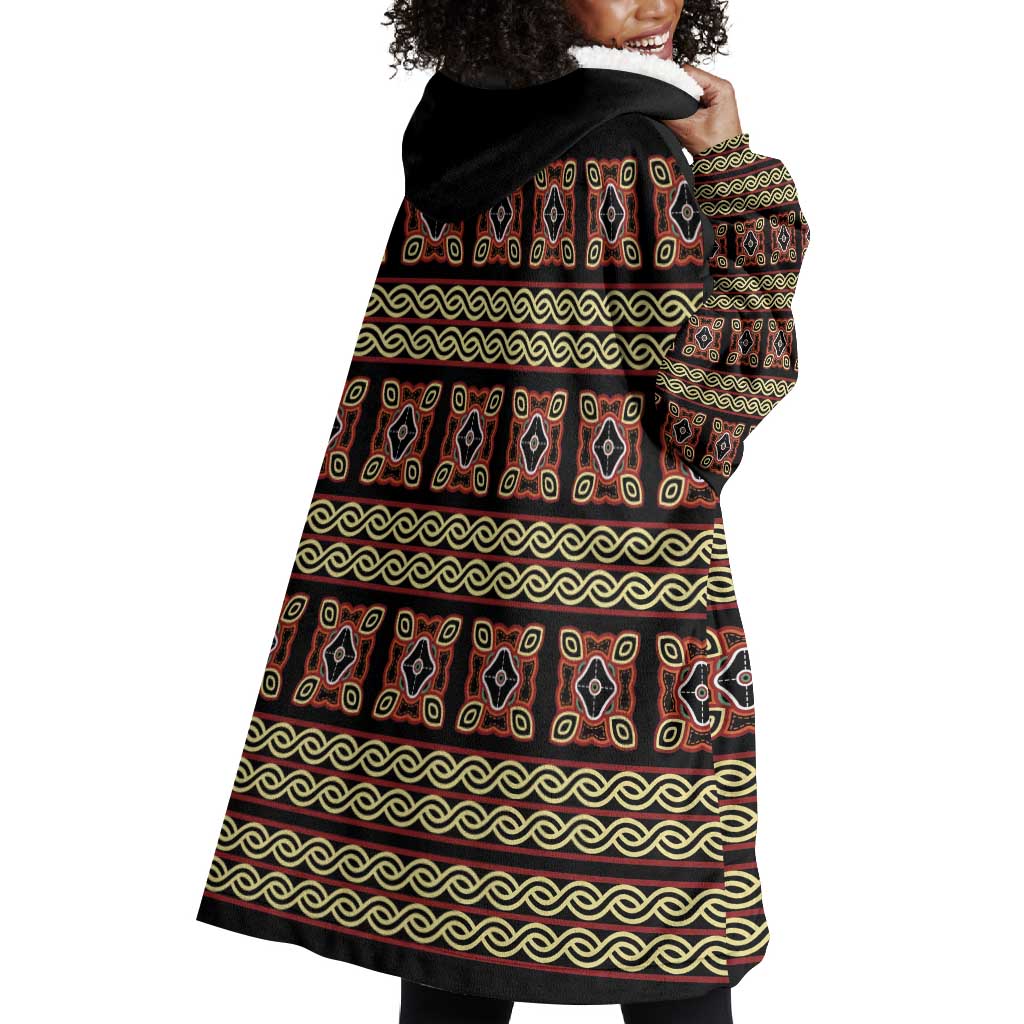 Cameroon Traditional Pattern Wearable Blanket Hoodie Bamenda Royal Toghu