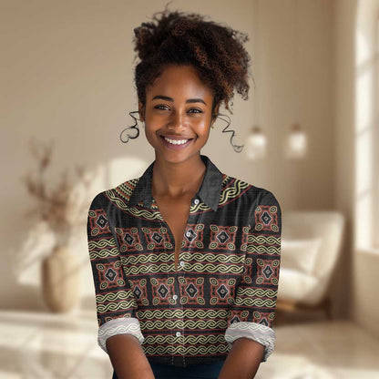Cameroon Traditional Pattern Women Casual Shirt Bamenda Royal Toghu