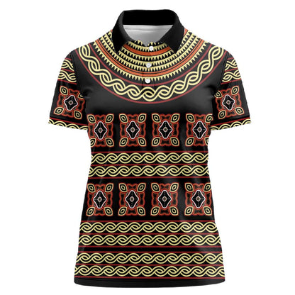 Cameroon Traditional Pattern Women Polo Shirt Bamenda Royal Toghu