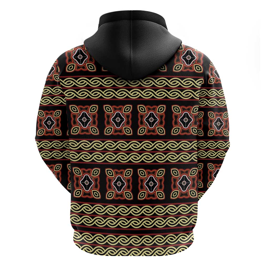 Cameroon Traditional Pattern Zip Hoodie Bamenda Royal Toghu