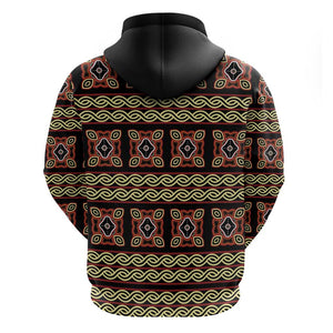 Cameroon Traditional Pattern Zip Hoodie Bamenda Royal Toghu