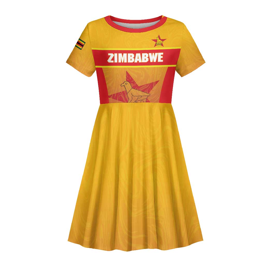 Zimbabwe Cricket Custom Kid Short Sleeve Dress Come On Chevrons