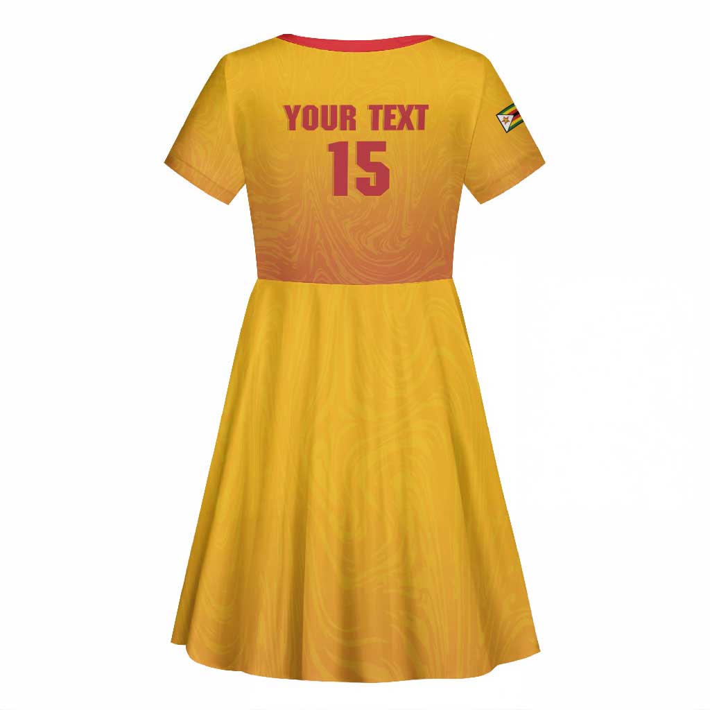 Zimbabwe Cricket Custom Kid Short Sleeve Dress Come On Chevrons