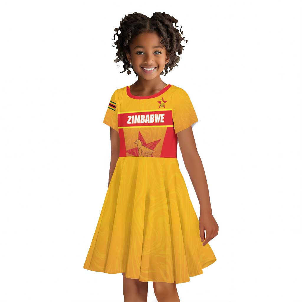 Zimbabwe Cricket Custom Kid Short Sleeve Dress Come On Chevrons