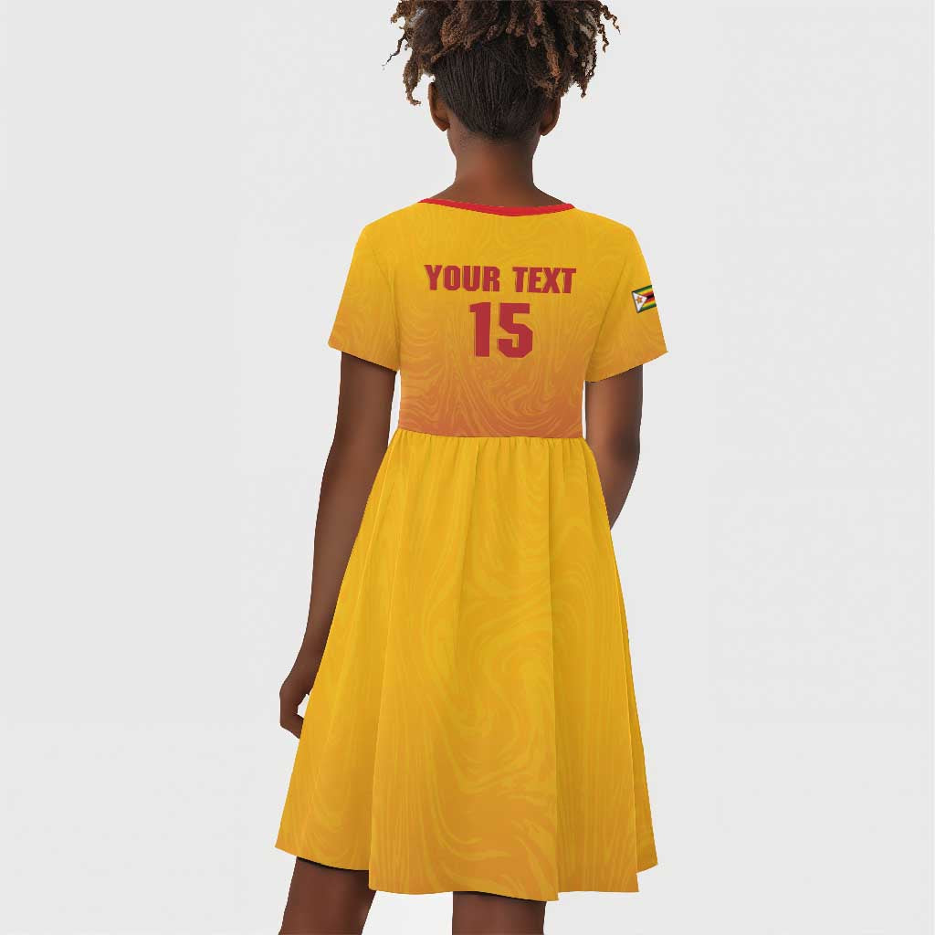 Zimbabwe Cricket Custom Kid Short Sleeve Dress Come On Chevrons