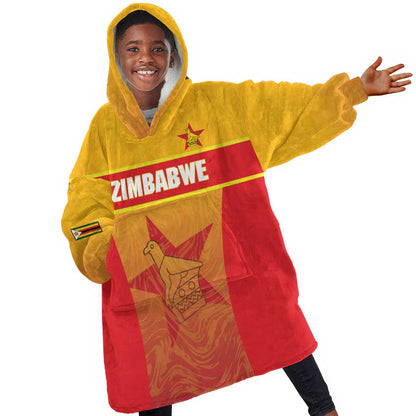 Zimbabwe Cricket Custom Kid Wearable Blanket Hoodie Come On Chevrons