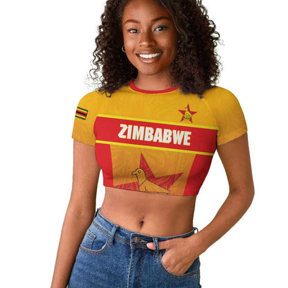 Zimbabwe Cricket Custom Raglan Cropped T shirt Come On Chevrons
