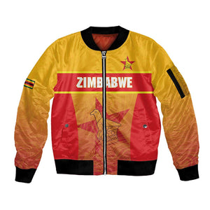 Zimbabwe Cricket Custom Sleeve Zip Bomber Jacket Come On Chevrons
