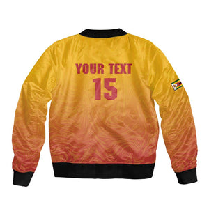 Zimbabwe Cricket Custom Sleeve Zip Bomber Jacket Come On Chevrons