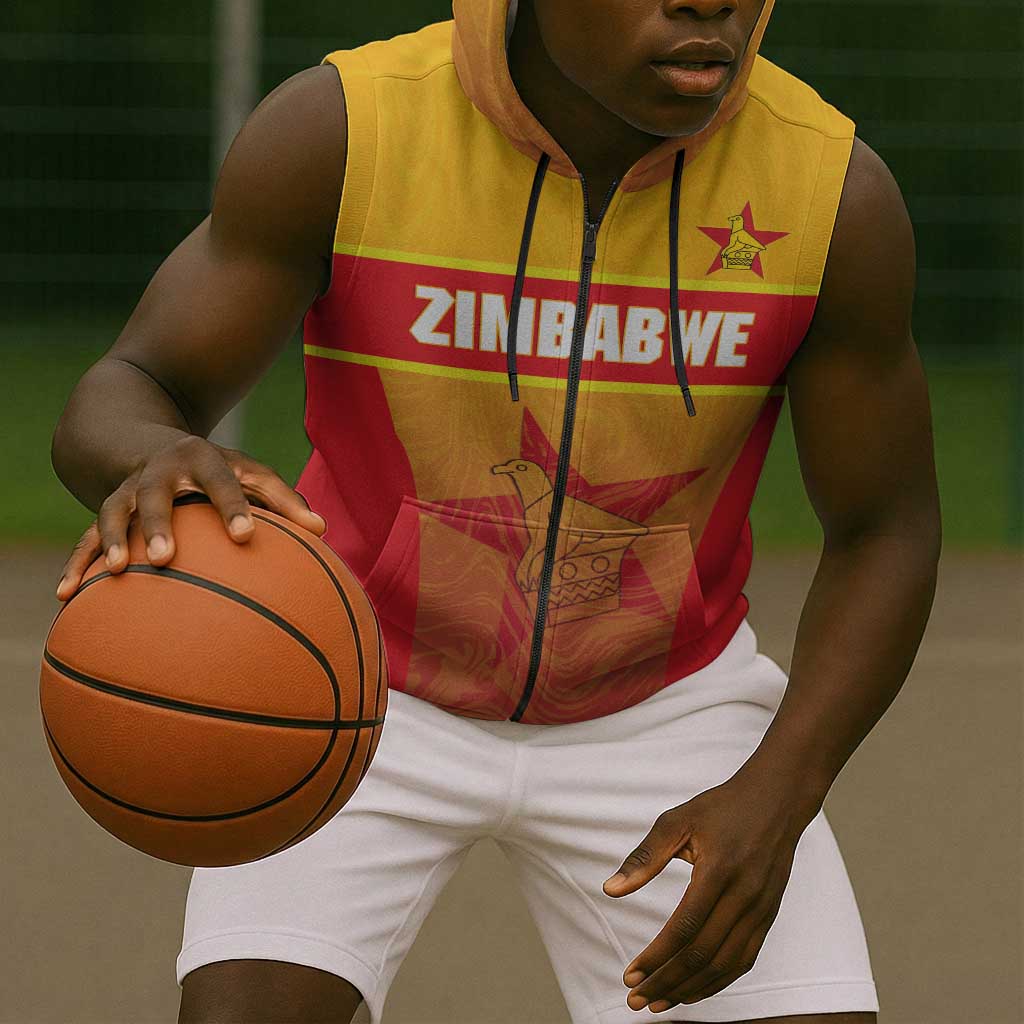 Zimbabwe Cricket Custom Sleeveless Zip Hoodie Come On Chevrons